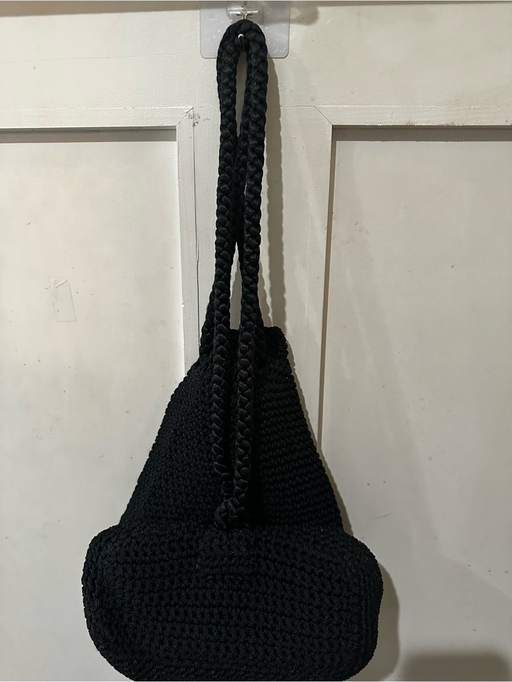 Black Crochet Shoulder Bag - Women